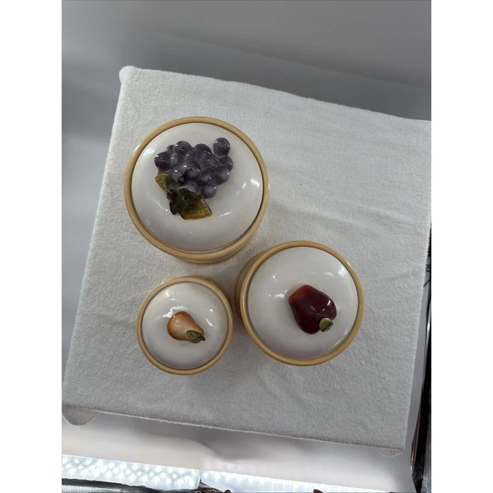 Set of 3 Canister & Lid Sonoma Villa - Rubber Seal Ceramic Home Interiors Fruits - Picture 12 of 12
